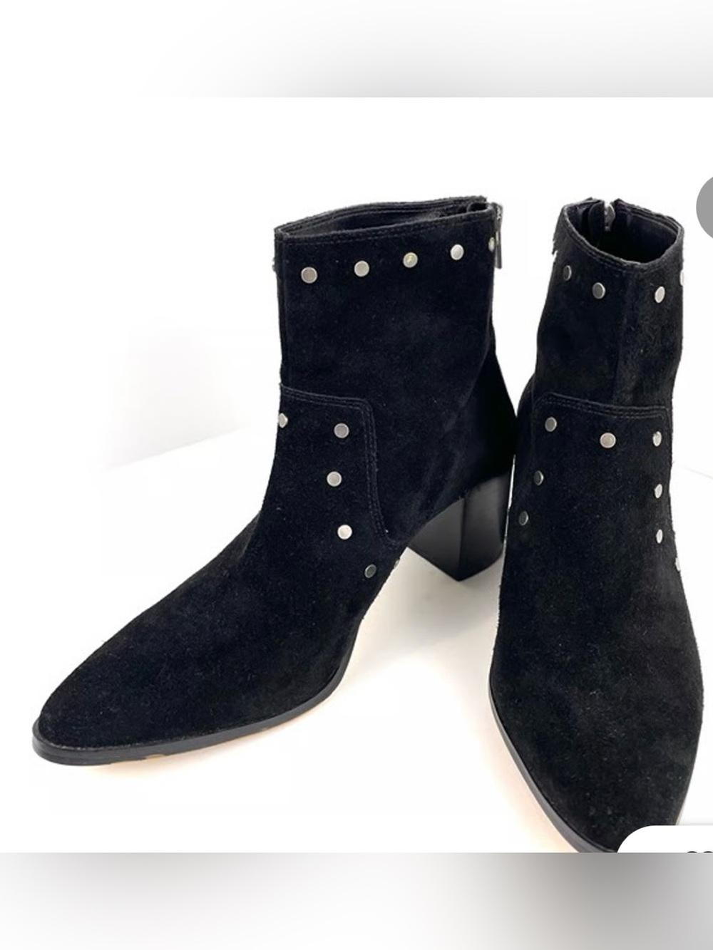 Saks Fifth Avenue Black Suede Studded Ankle Boots